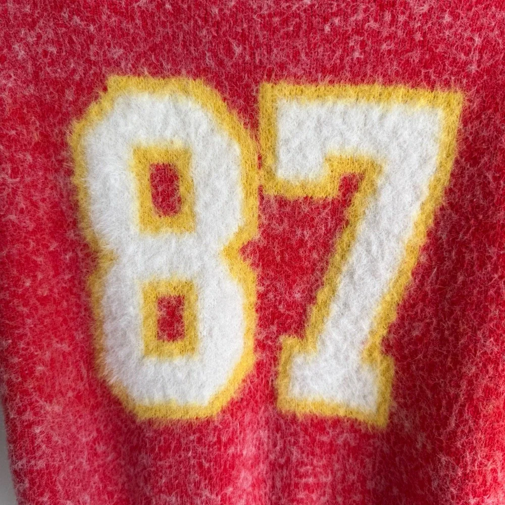 FANCY SCHMANCY BABY Boutique Kansas City‎ Chiefs Fuzzy 87 Jersey Sweater, 5T